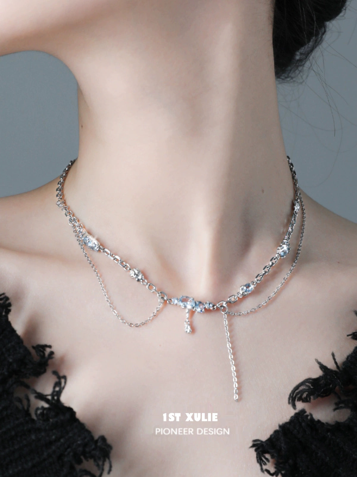 Blue Fringe Zircon Clavicle Chain