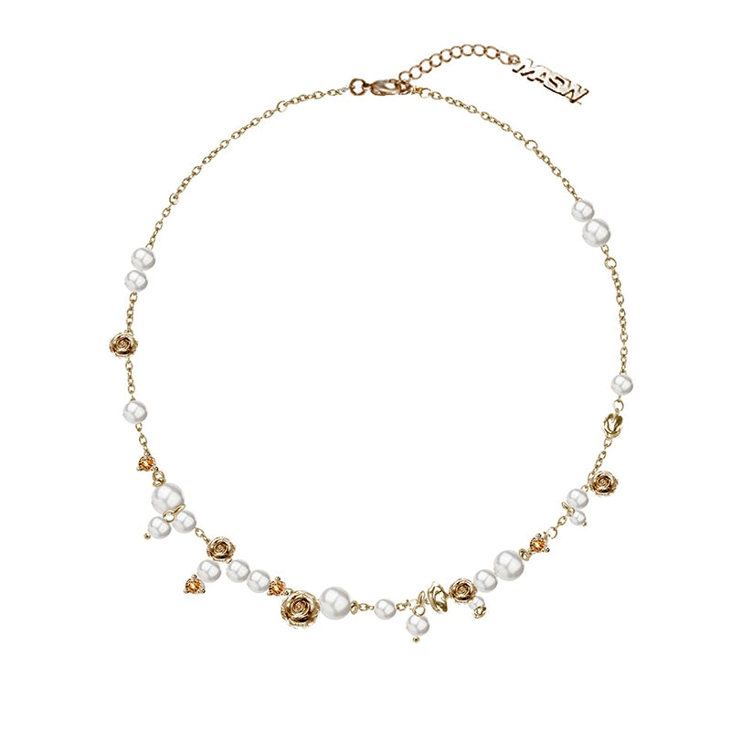 Vintage Rose Pearl Necklace