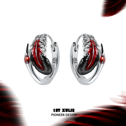 Y2K Enchanted Scarlet Feather Earrings