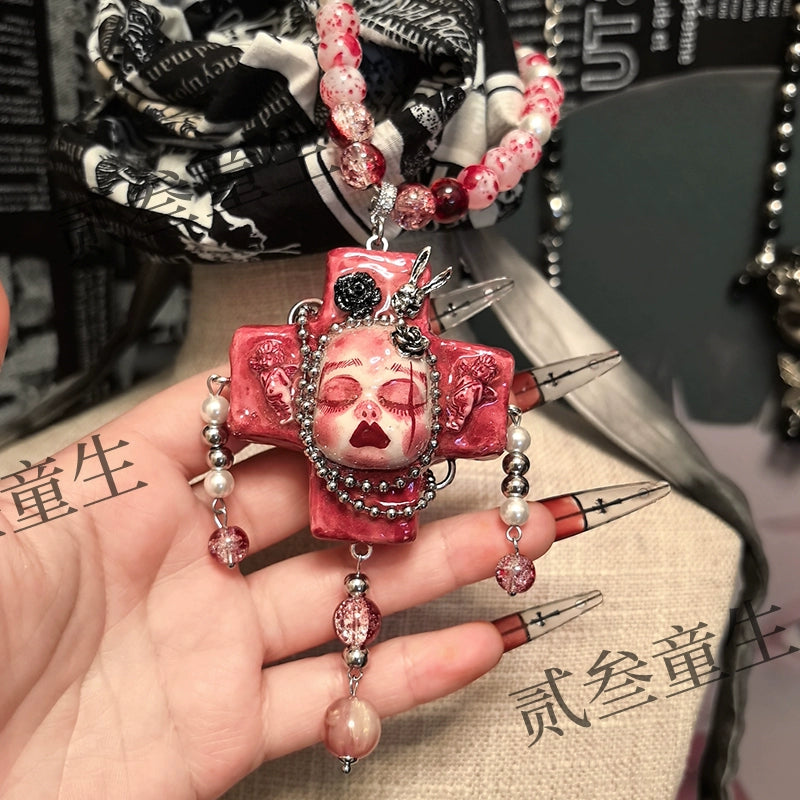 Necklaces-Ersan Tongsheng Original Handmade Necklace Spice Girl Sweet Cool Futuristic Sense Niche Premium Light Luxury Heavy Industry Tide Choker
