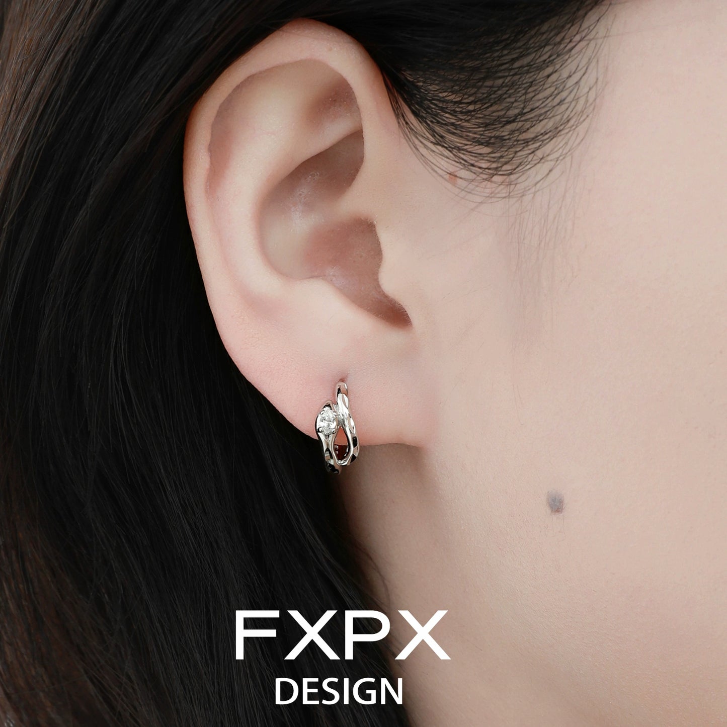 Blue & White Serpentine Zircon Earring