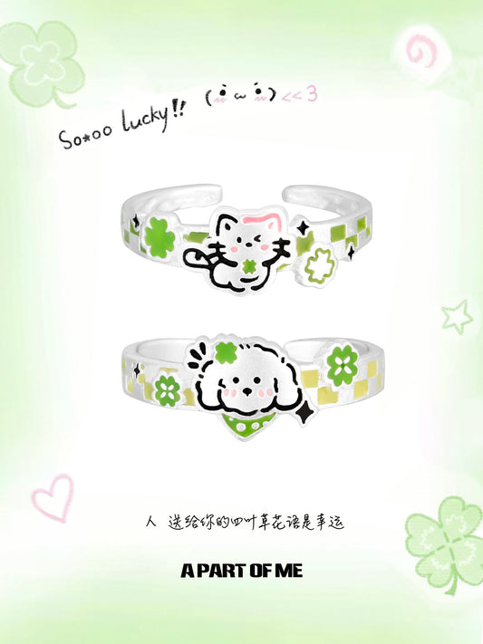 Clover Cat Puppy Couple Rings