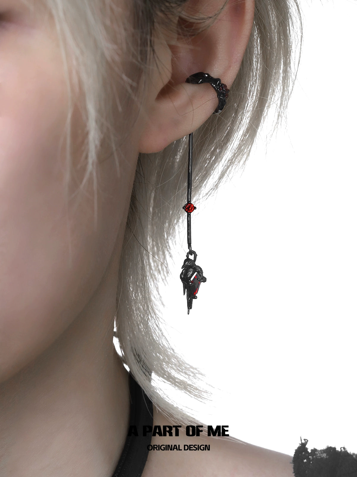 Raven Gem Ear Clips