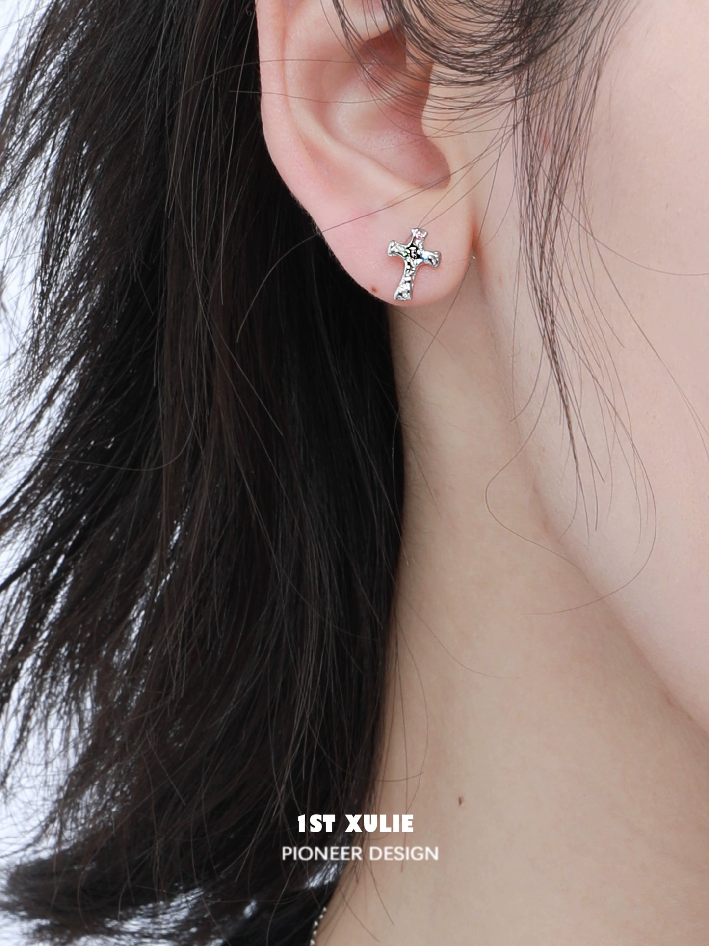 Frozen Cross Zircon Earrings