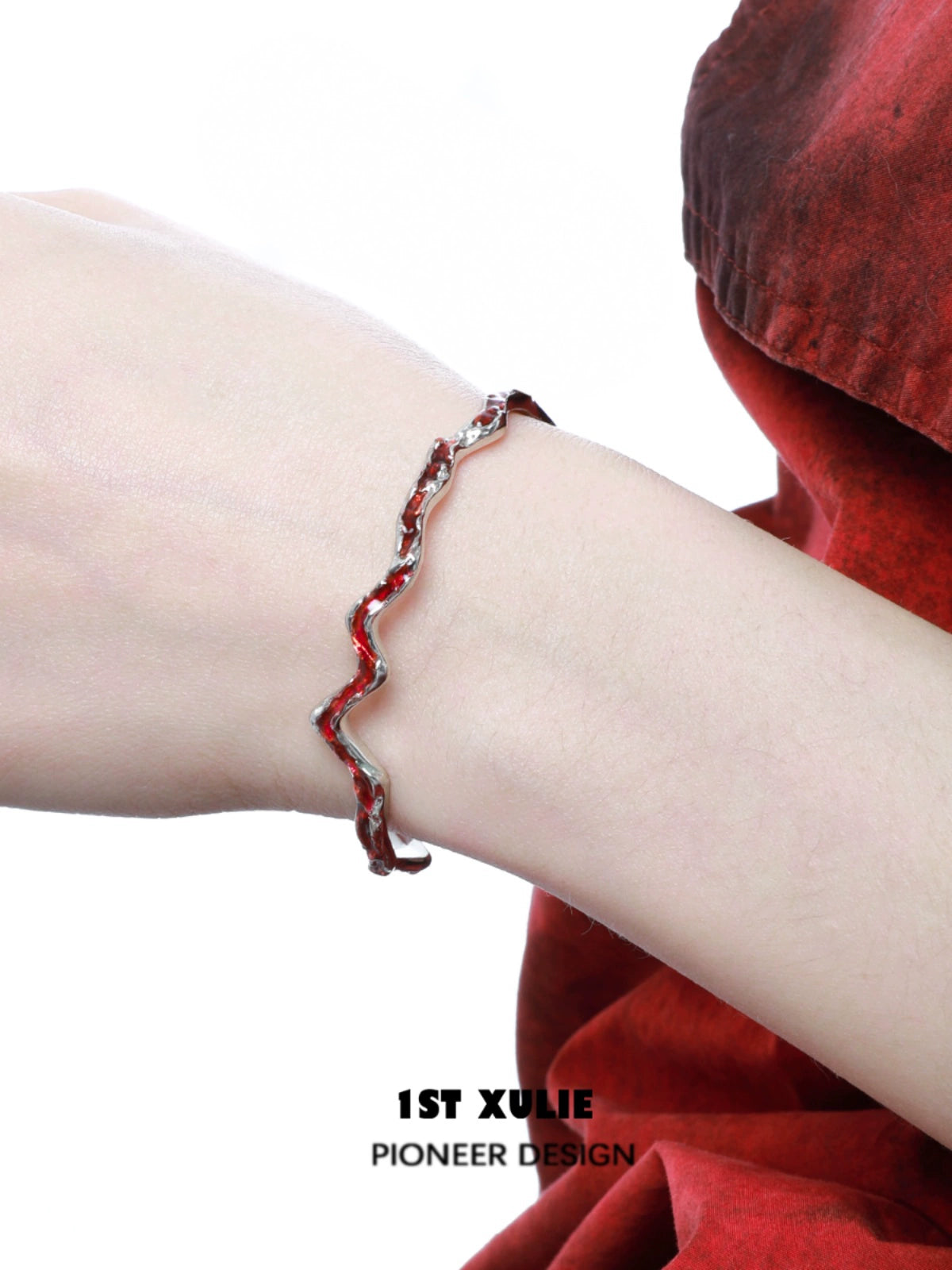 Y2K Edgy Red Silver Bracelet