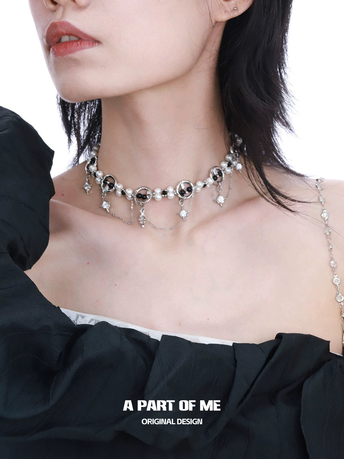 Black & White Pearl Tassel Necklace