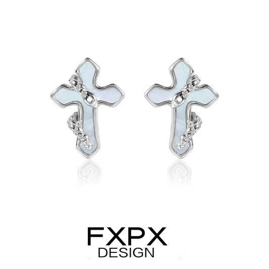 Snake Wrap Cool Cross Earrings