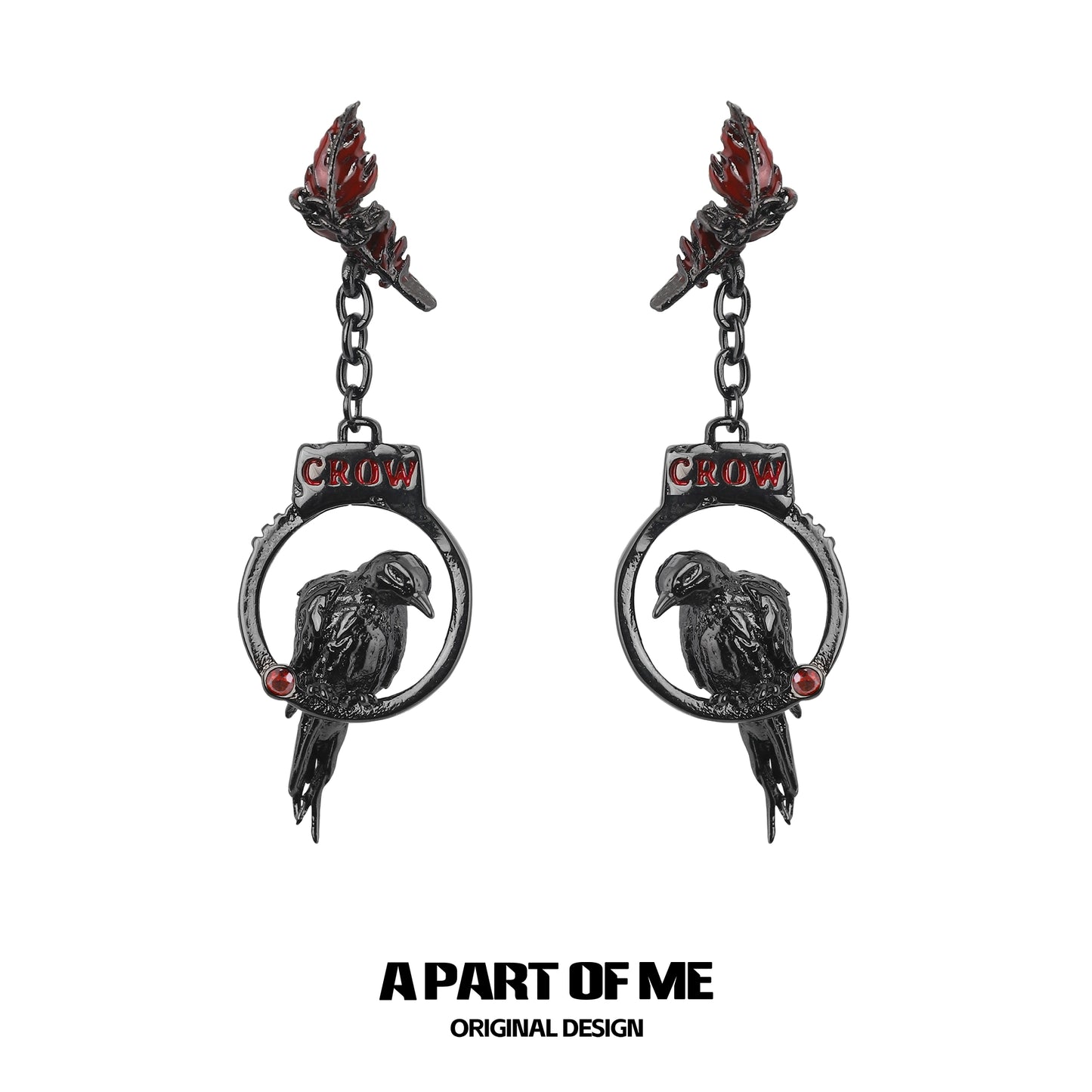 Gothic Crow Handcuff Earrings