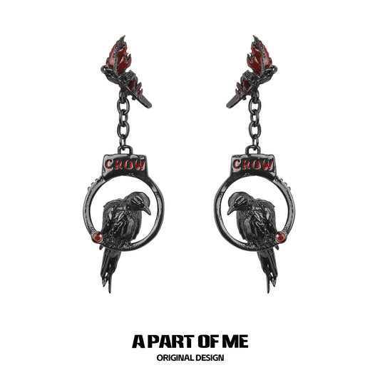 Gothic Crow Handcuff Earrings