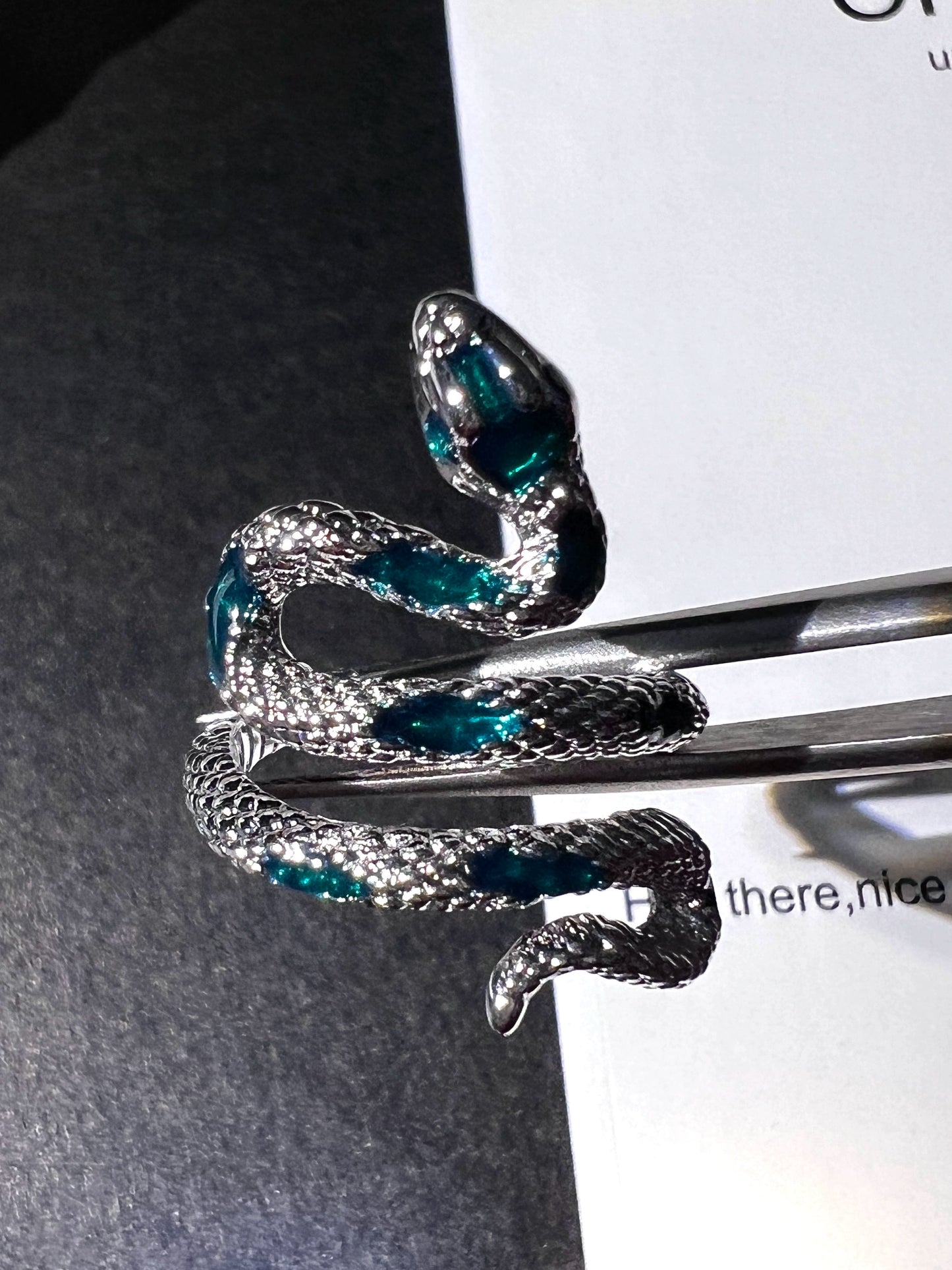"Green Stripes Snake" Wrap Ring
