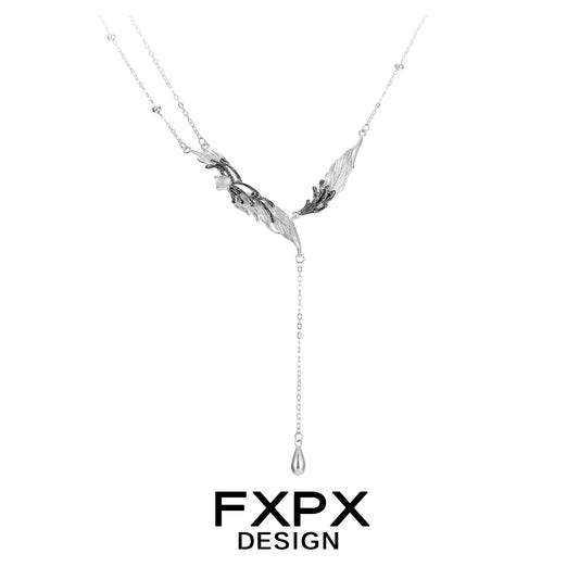 Y2K Black Feather Necklace