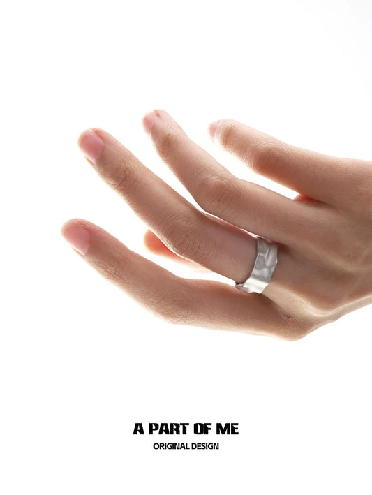 A PART OF ME Orchid Texture Punk Ring on a hand with a sleek design and modern finish