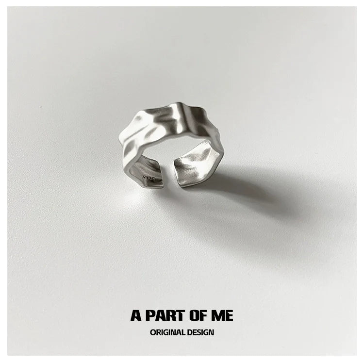 A PART OF ME Orchid Texture Punk Ring in Silver with a Unique Wavy Design