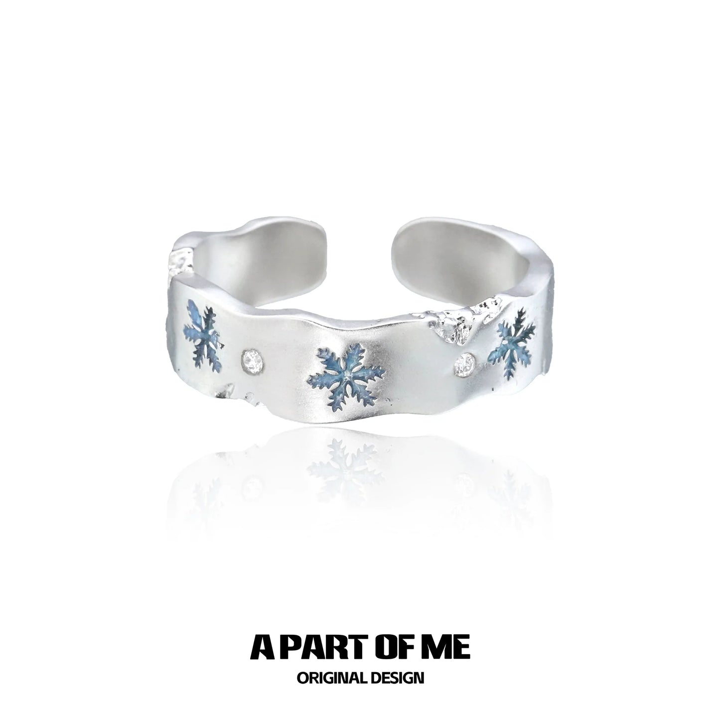A PART OF ME Silver Snowflake Love Ring featuring delicate snowflake designs and sparkling accents