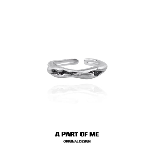 Unique sterling silver geometric couple rings with an organic texture for modern couples