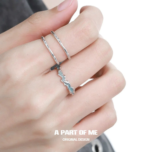 A Part of Me Tidal Wave Ring in Silver Design on a Model's Hand for Unique Style