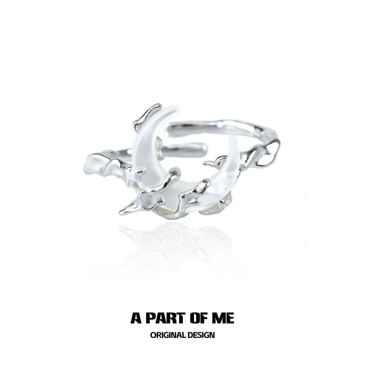 Bone orchid moon ring by A PART OF ME featuring a unique and elegant design in silver