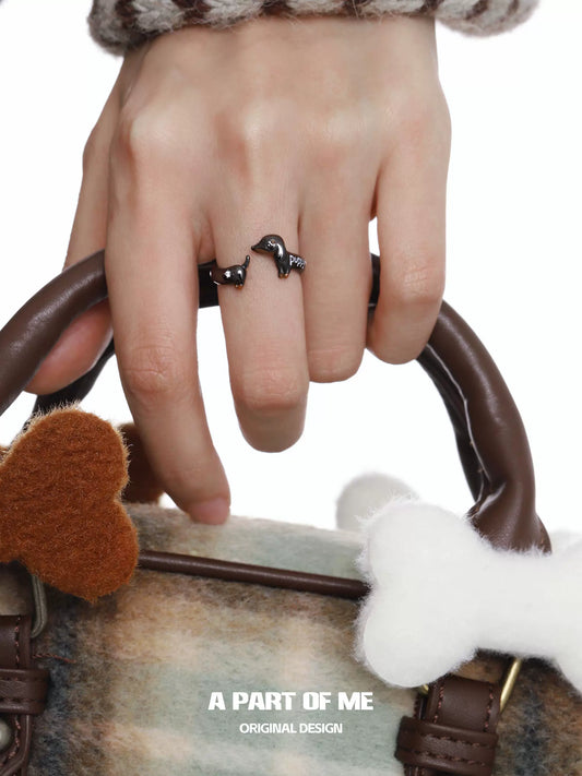 Stylish dachshund silver ring from A PART OF ME, perfect accessory for dog lovers