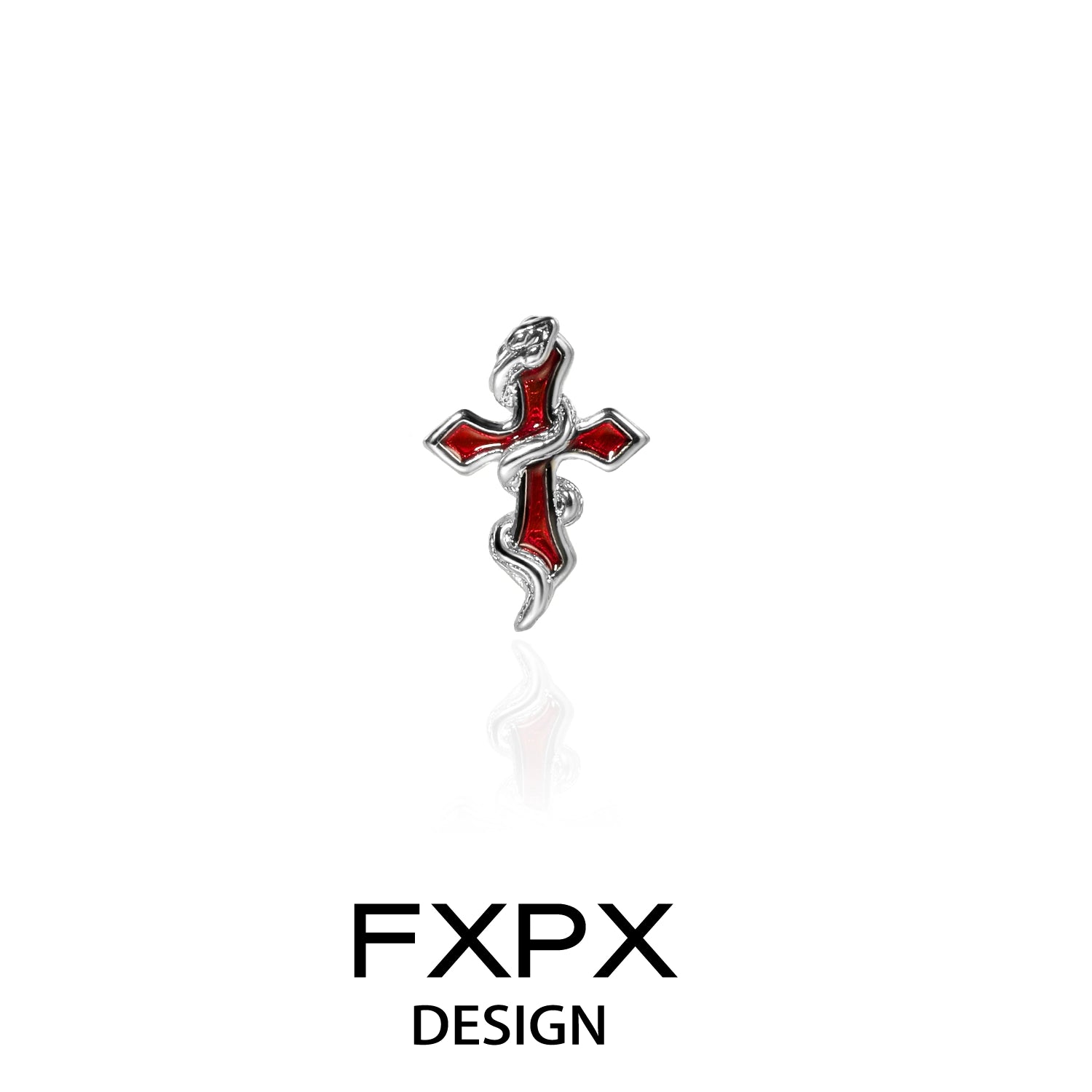 Silver and red bloody doll jewelry Y2K snake cross earrings with intricate snake design