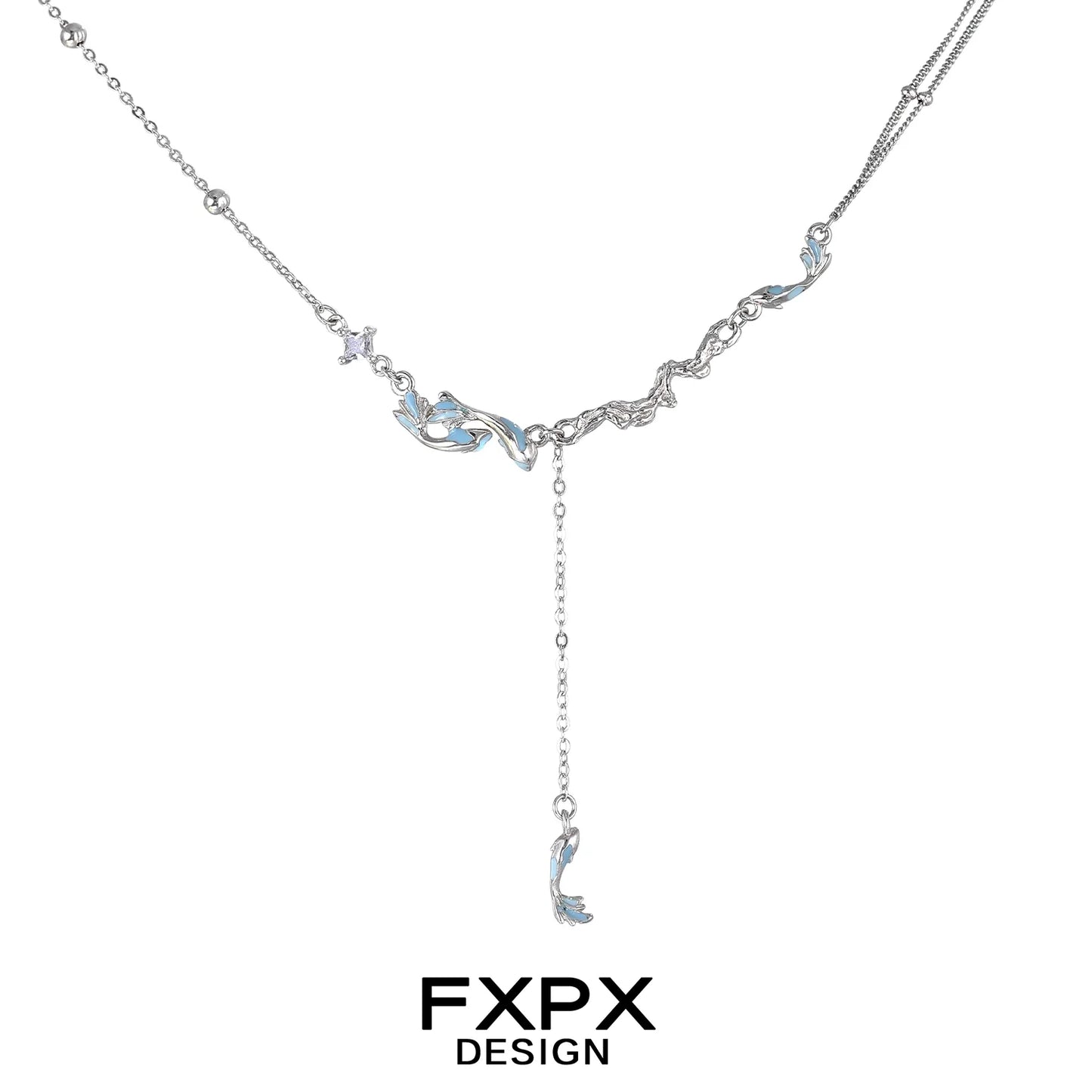 FXPX Blue Mermaid Necklace featuring elegant design with shimmering blue accents