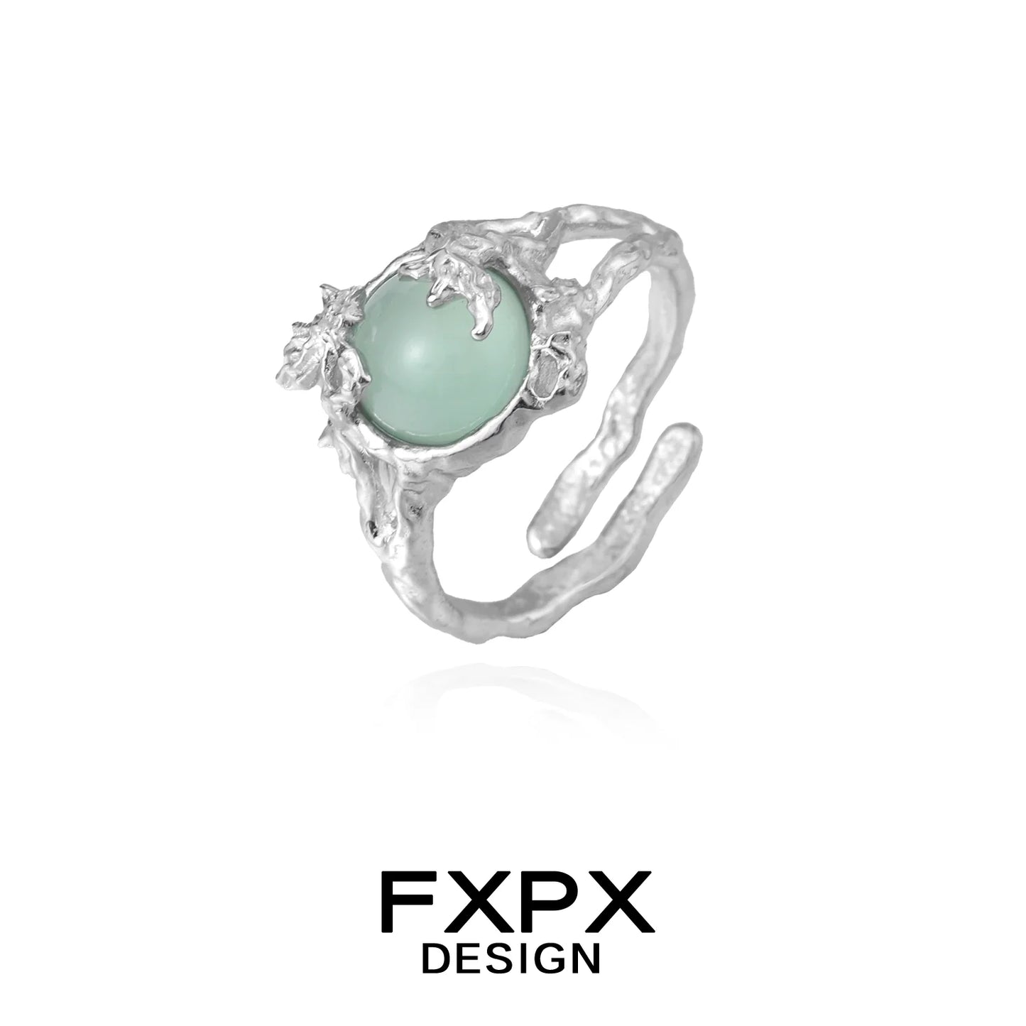 FXPX eagle claw gemstone ring featuring a unique silver design and a beautiful gemstone centerpiece