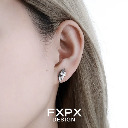 Silver FXPX gothic angel wing earrings designed for a stylish and elegant look