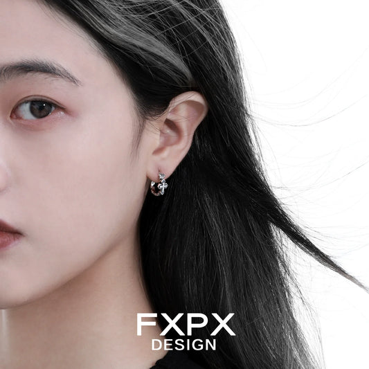 FXPX gothic cross earrings featuring a delicate design, perfect for adding a touch of edge to any outfit