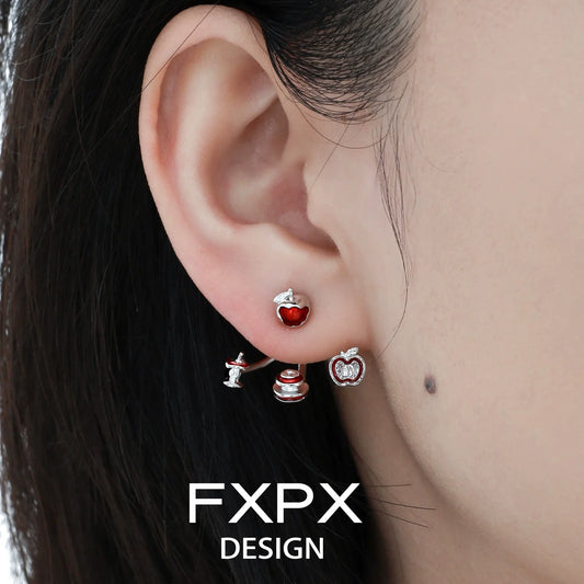 Sweet apple silver earrings featuring a charming apple design perfect for everyday wear