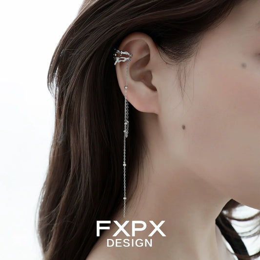 Stylish FXPX tassel ear cuff for women featuring a delicate chain design and minimalist appeal