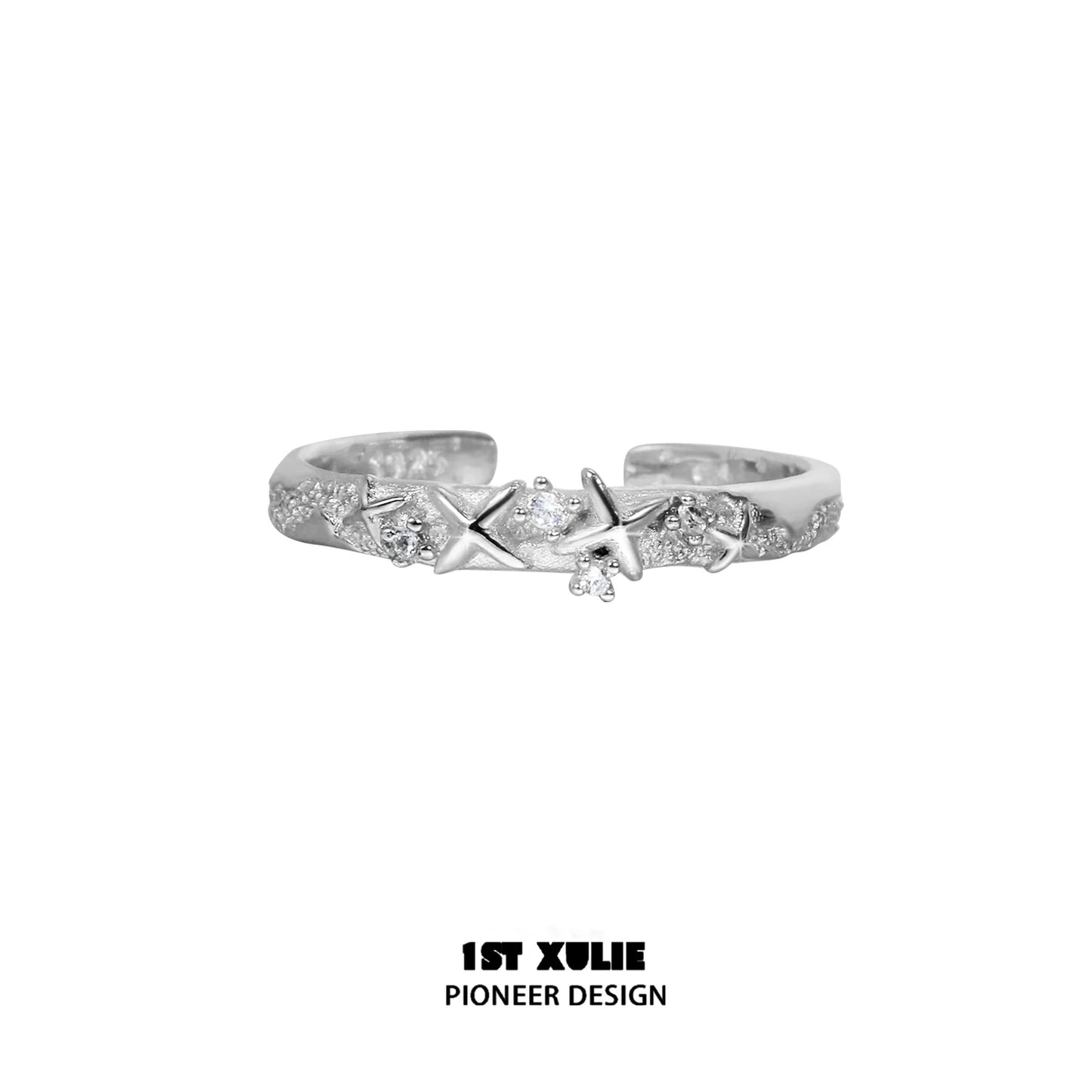 1ST XULIE Galaxy Star Couple Ring in Silver with Sparkling Star Design for Couples