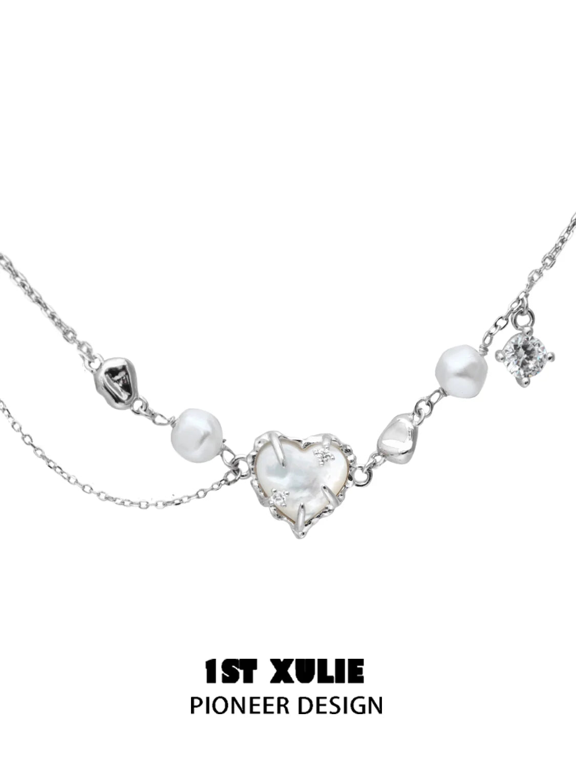 Love fritillary silver necklace featuring delicate pearls and sparkling accents for elegant styling
