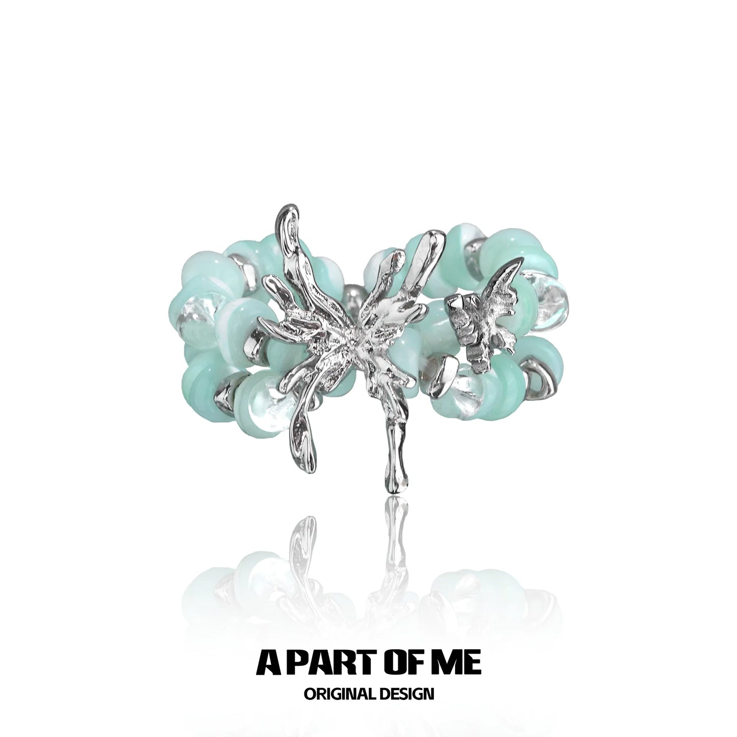 Mint butterfly beaded ring featuring a unique design with sparkling accents for stylish accessories
