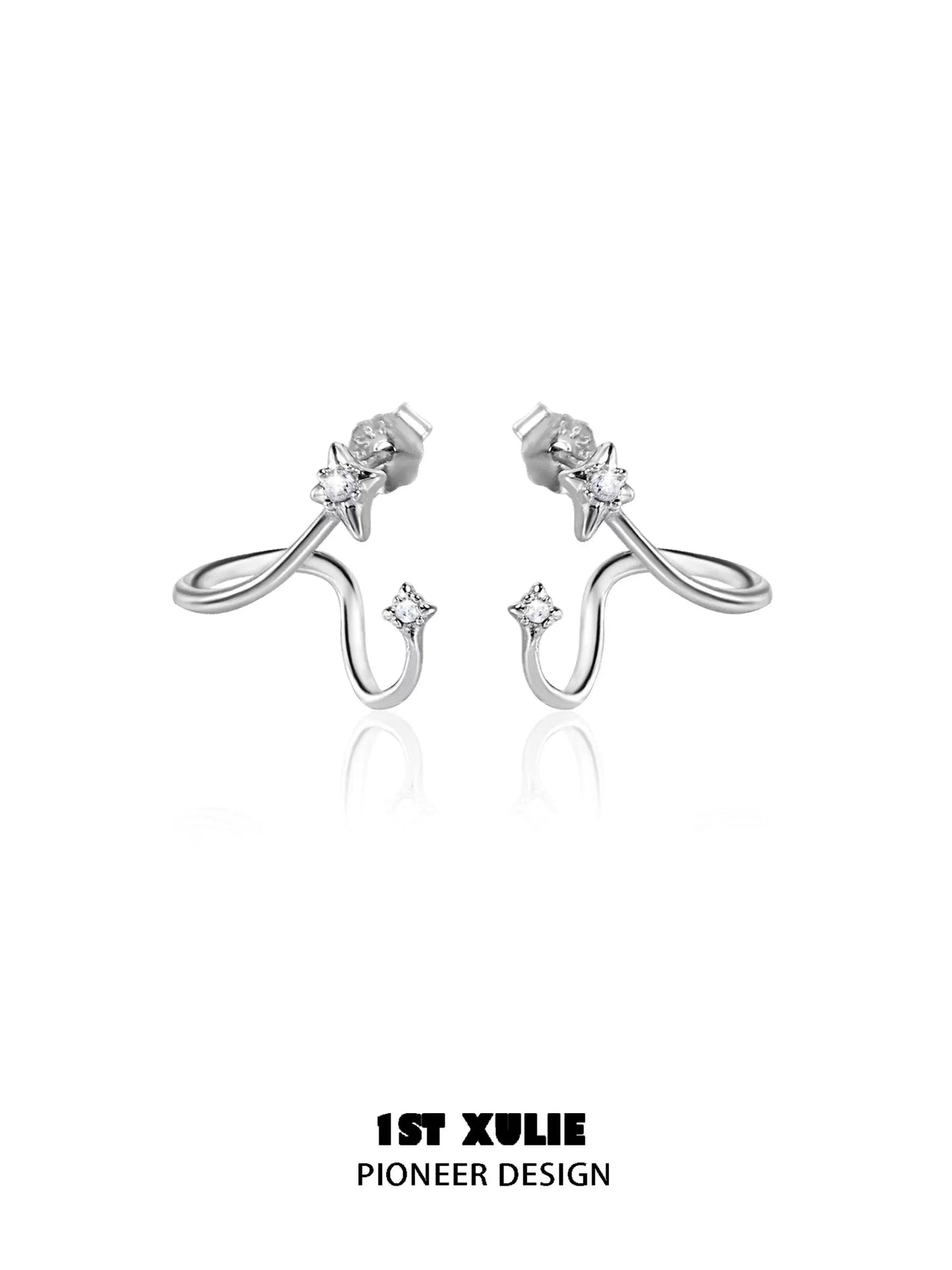 Stylish 1ST XULIE radiant zircon ear cuffs with elegant curves and sparkling stones