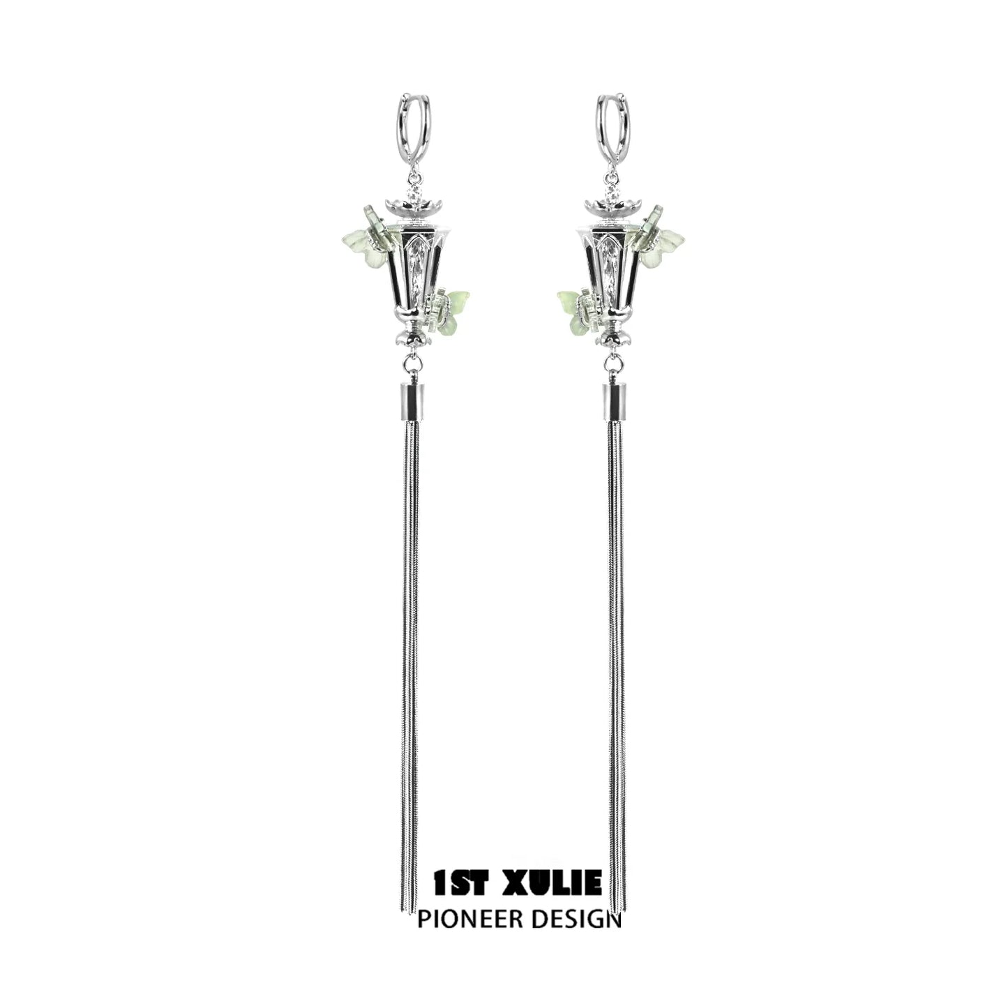 Y2K butterfly tassel earrings with silver accents and dangling design for a stylish look