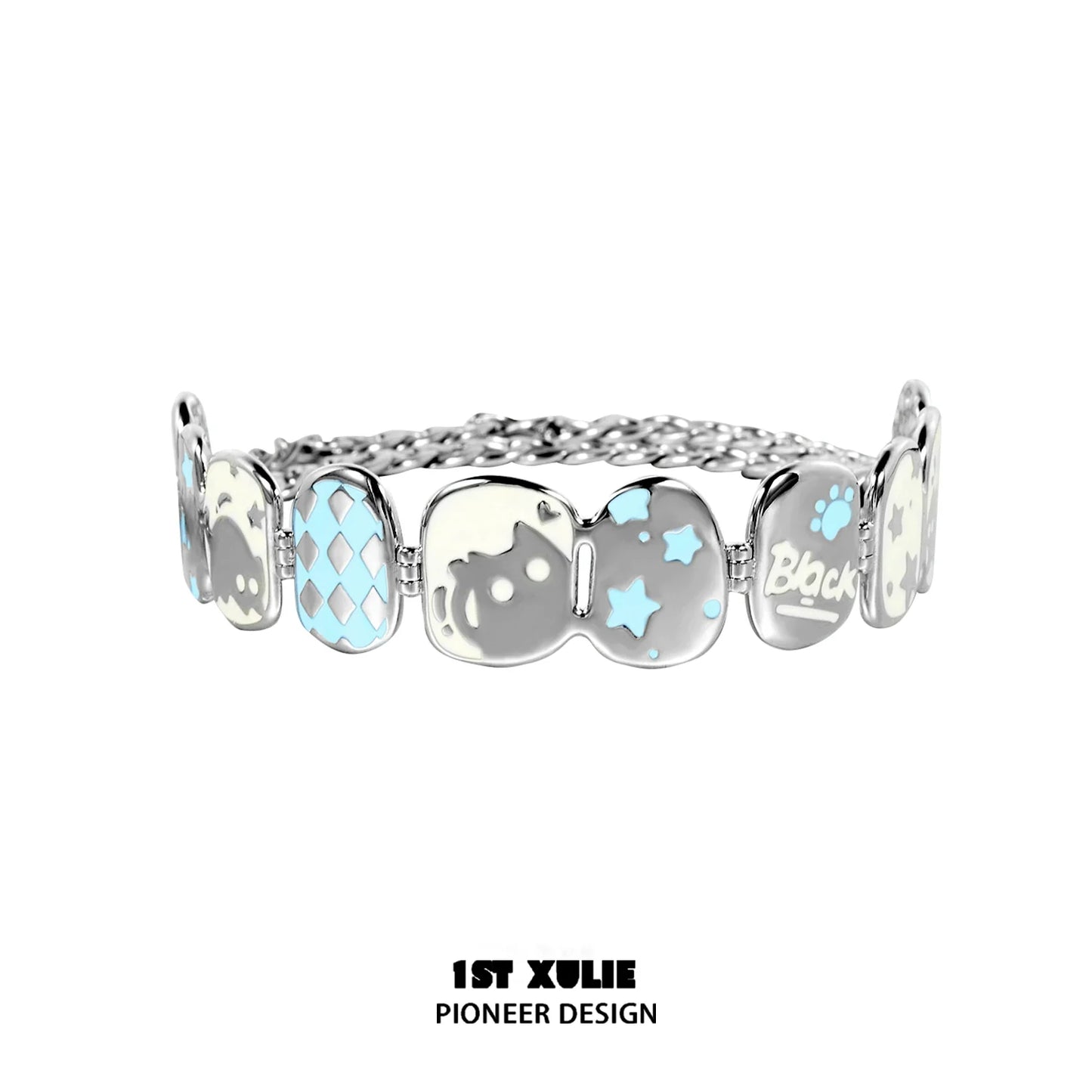 Trendy Y2K owl choker necklace with colorful designs and stylish links for a retro look