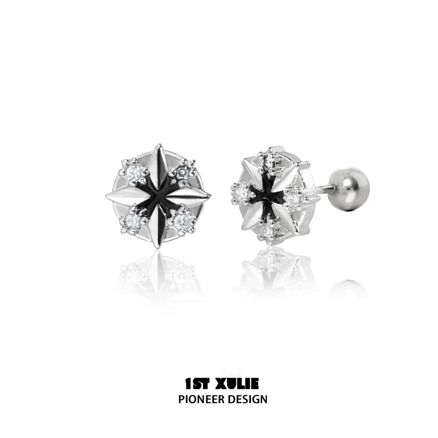 Stylish Y2K star earrings with silver finish and sparkling stones for a trendy look