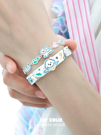 Colorful angel cat and puppy bracelet set featuring cute designs and playful patterns for pet lovers