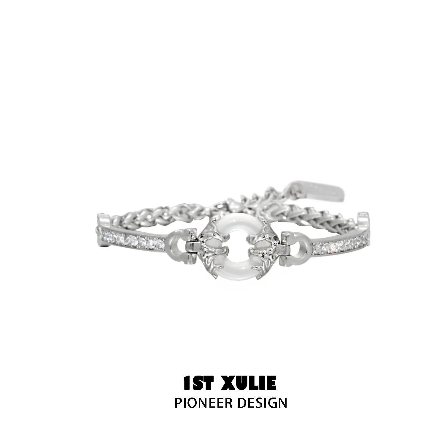 Elegant 1STXULIE black and white couple bracelet with sparkling accents and a unique design