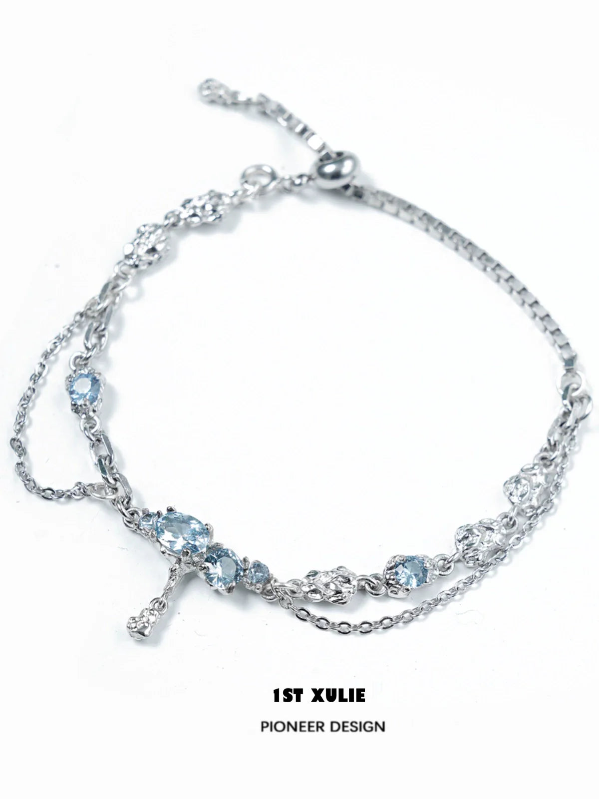 Elegant silver bracelet with blue moonstone accents for stylish accessory lovers