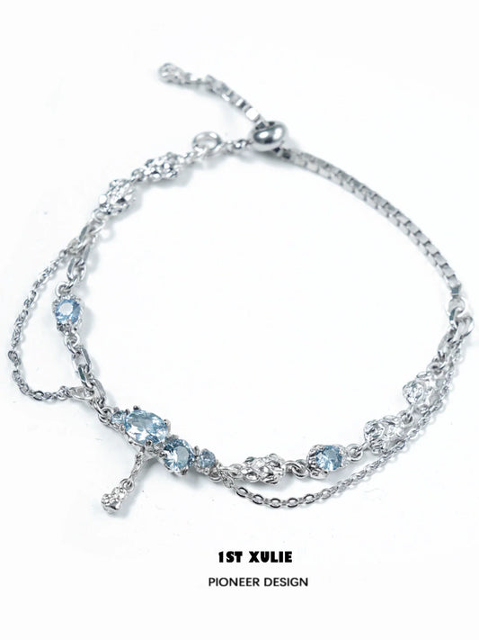 Elegant silver bracelet with blue moonstone accents for stylish accessory lovers