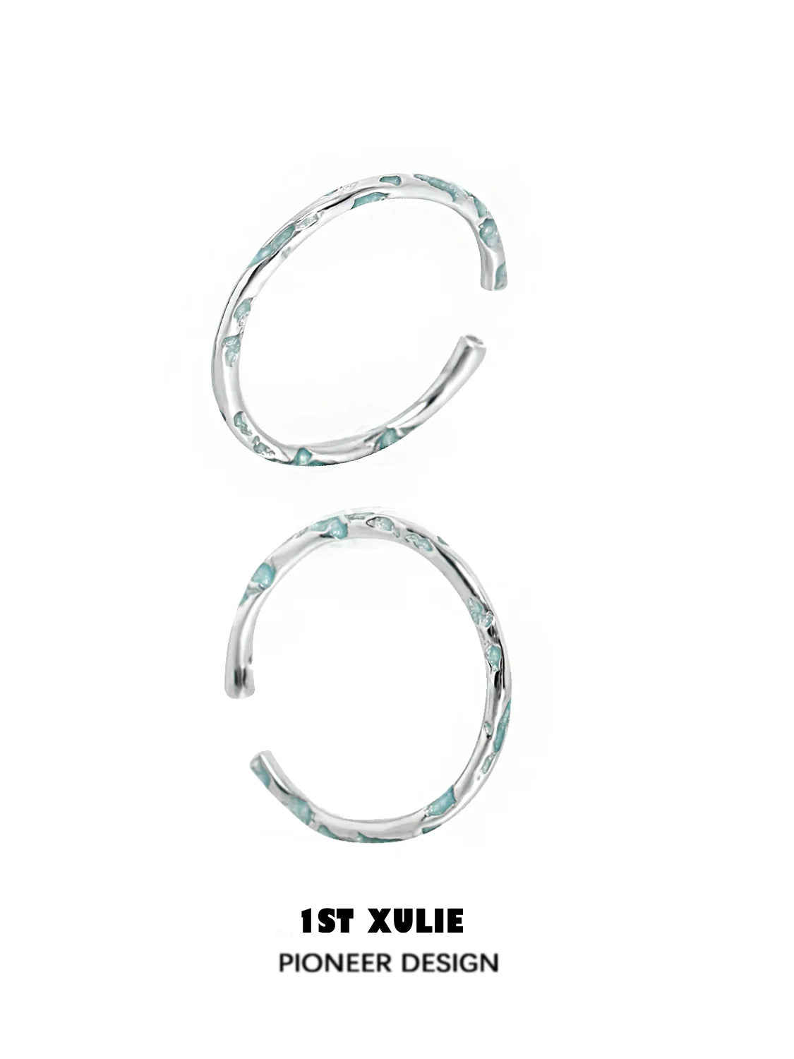 Elegant blue textured silver ring by 1STXULIE featuring a unique design for stylish accessory lovers