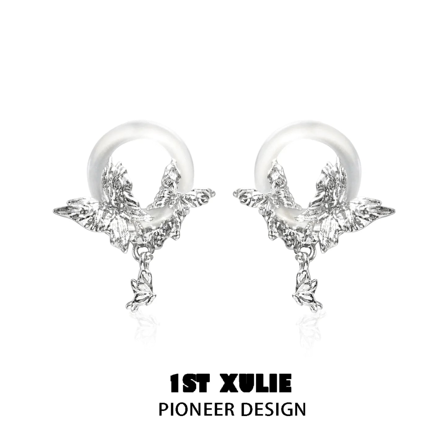Butterfly chalcedony earrings with intricate silver design for elegant style