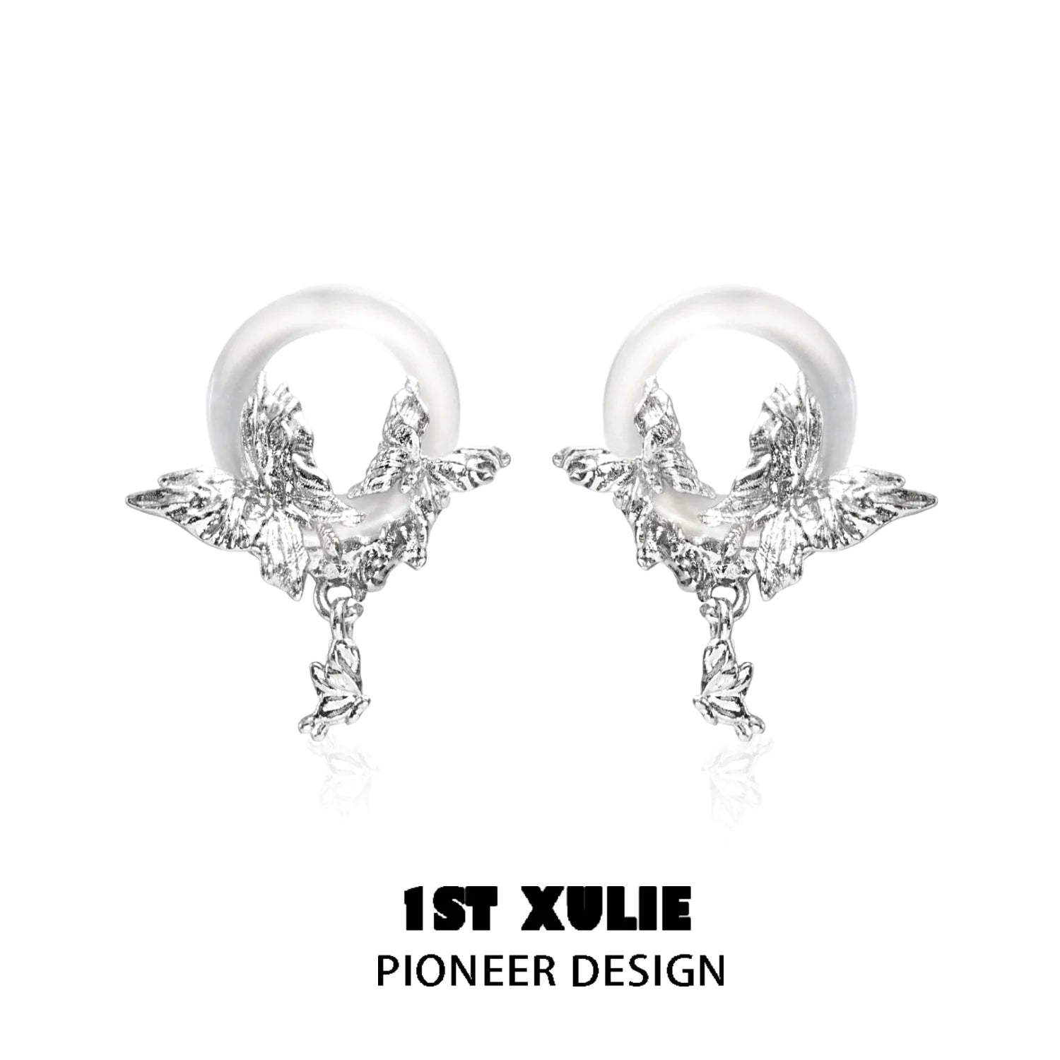 Butterfly chalcedony earrings with intricate silver design for elegant style