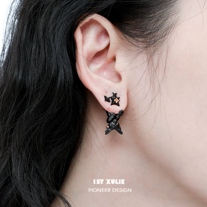 Cat star stud earrings featuring a unique design perfect for cat lovers and fashion enthusiasts