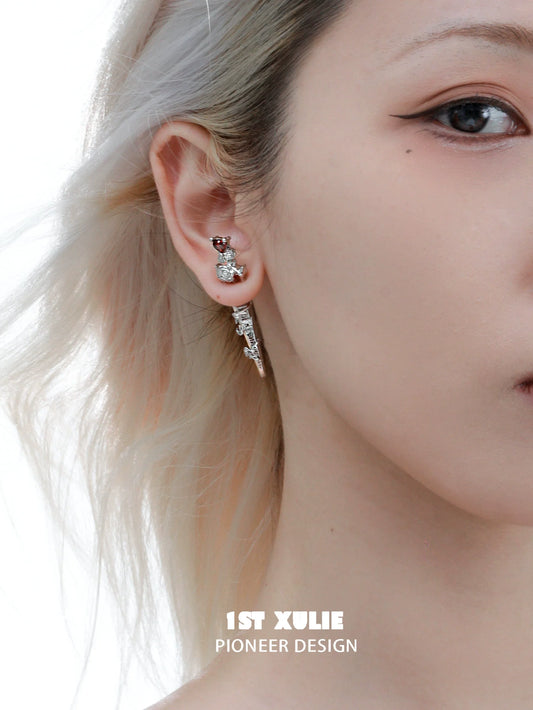 Elegant cathedral rose piercing earrings with shimmering crystals for a stylish look