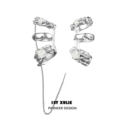Celestial agate ear clip by 1ST XULIE featuring a unique design with elegant silver accents