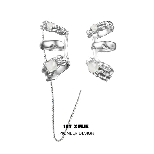 Celestial agate ear clip by 1ST XULIE featuring a unique design with elegant silver accents