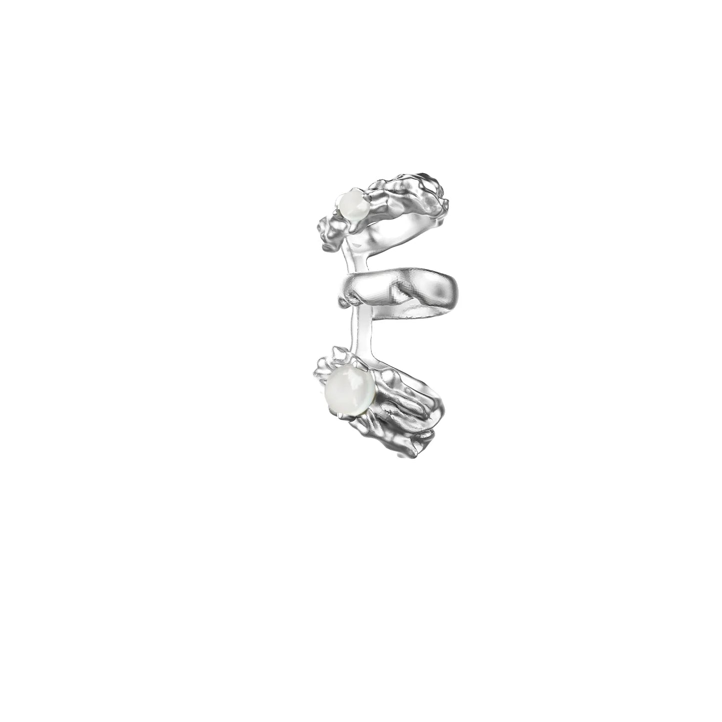 Stylish celestial agate ear clip designed with a unique silver finish and elegant stone accents