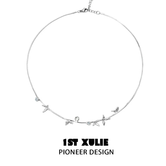 1ST XULIE Chalcedony Butterfly Necklace featuring delicate butterfly motifs on a sleek silver chain