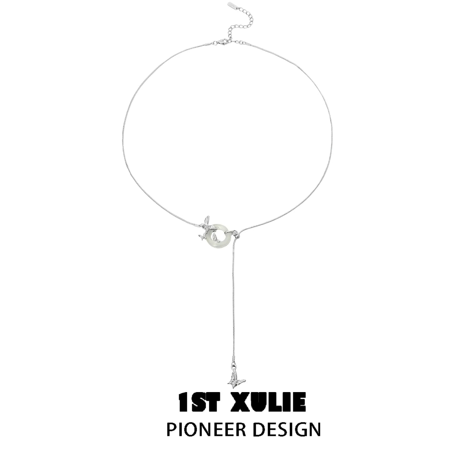 1ST XULIE Chalcedony Butterfly Necklace in Silver with Delicate Design for Elegant Accessories